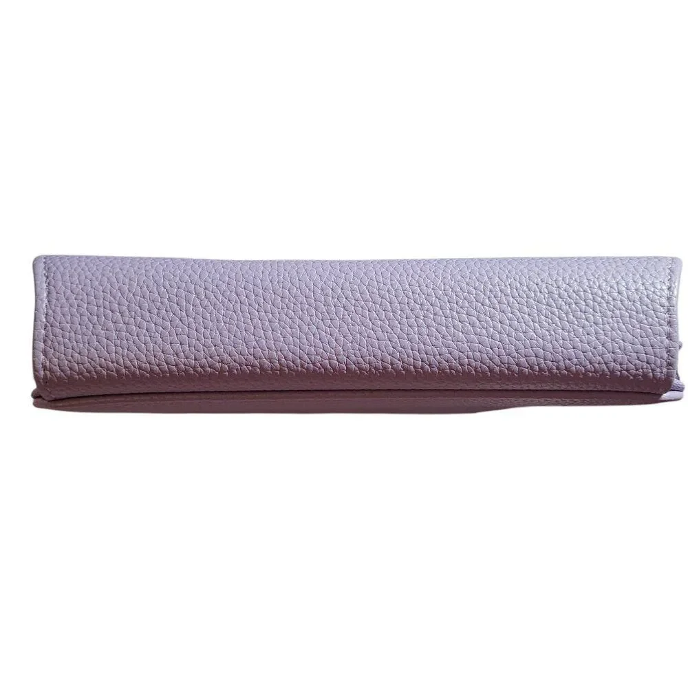 Halston Purple Lilac Pebble Double Zip Wallet